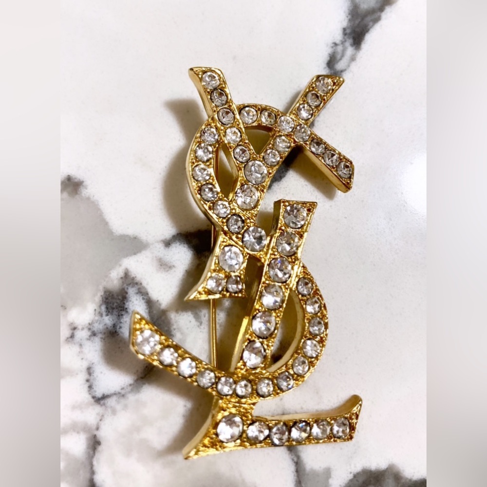 SOLD! YSL vintage crystal brooch